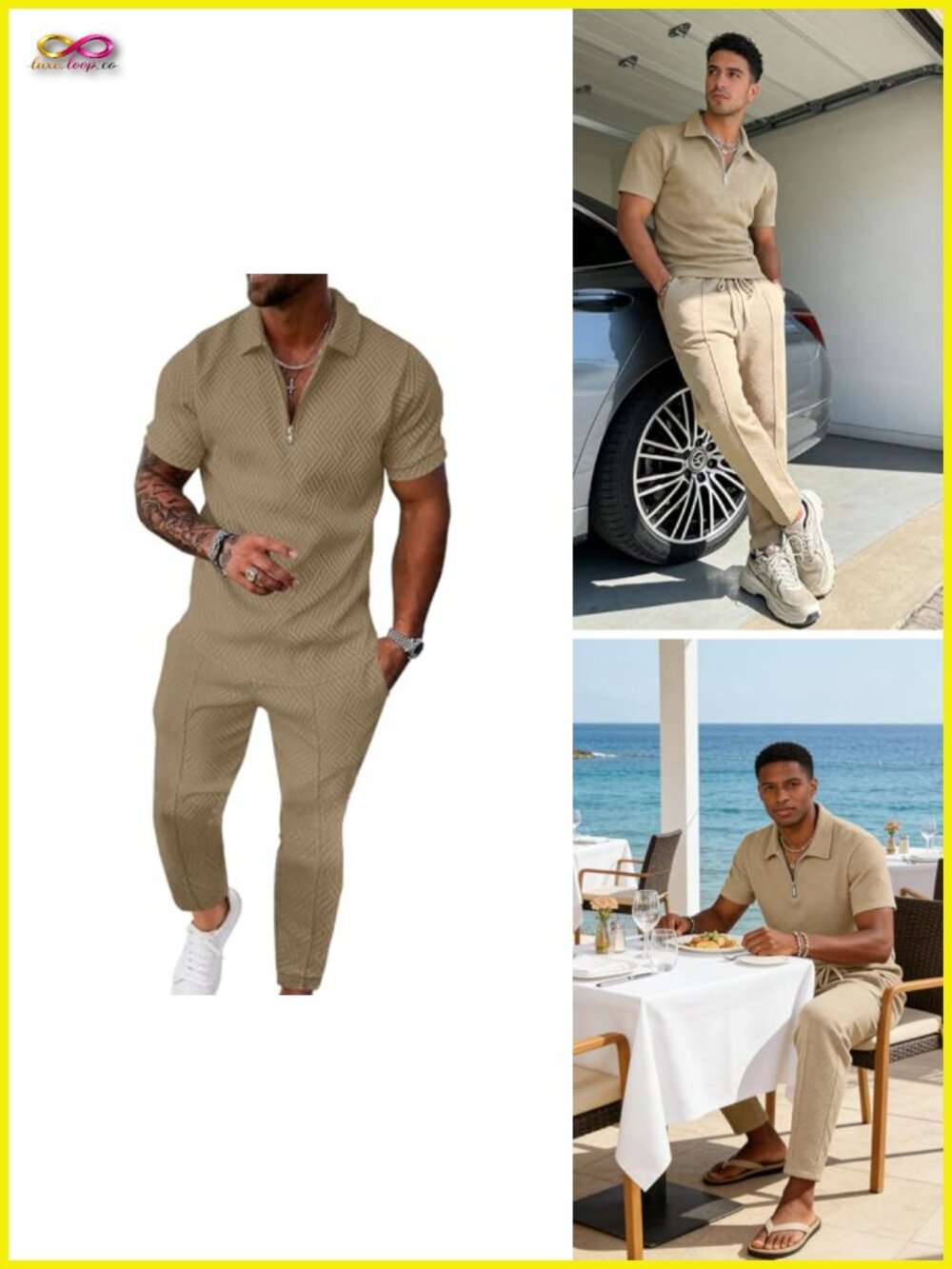Men's Tracksuit 2 Piece Set Short Sleeve Sweatshirt Jogging Pants Lounge Set